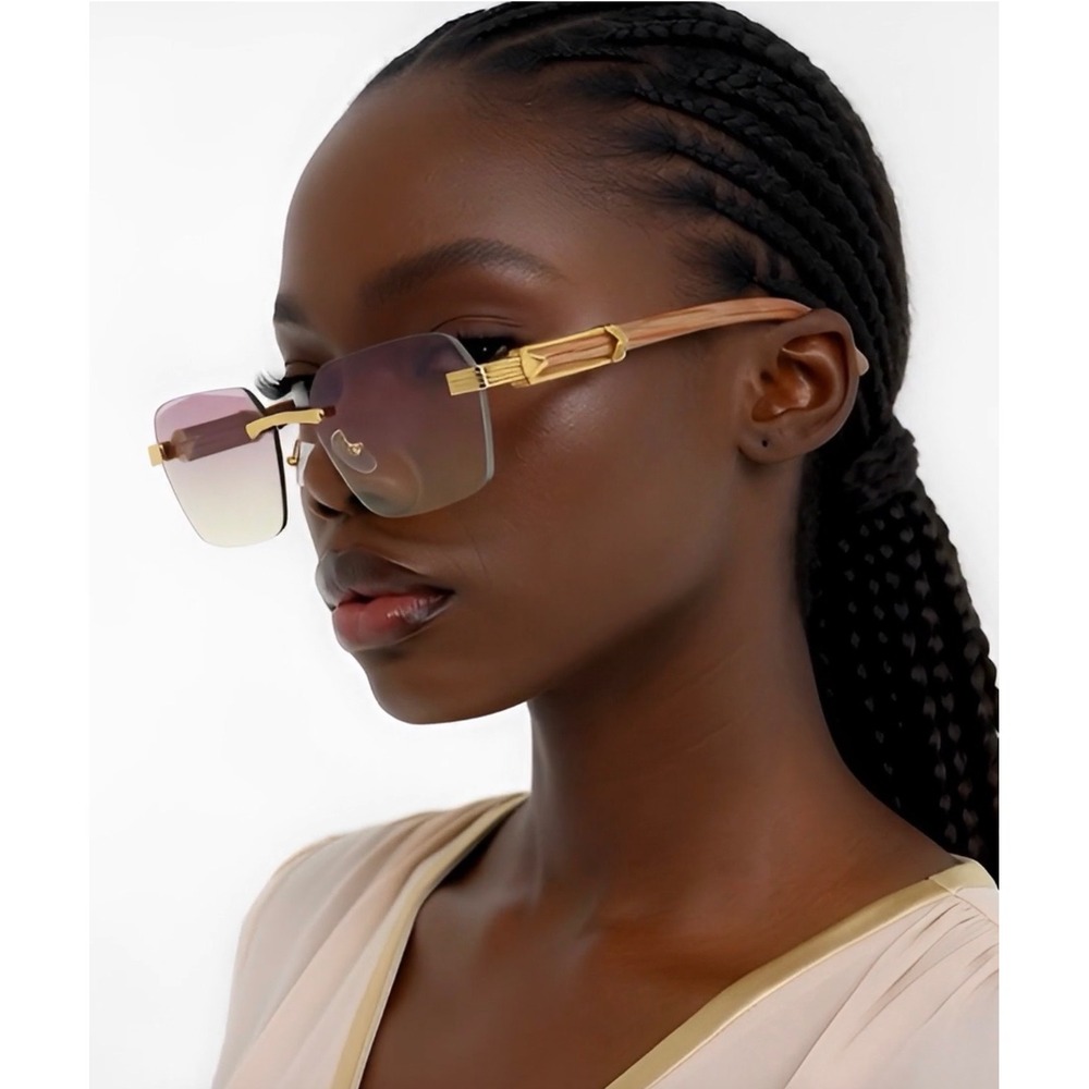 Women Square Sunglasses Outfit UV400 Purple Gradient Lens Retro Y2K Ladys Lentes